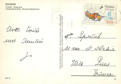 Madeira — Floristas — editor Hans Huber KG, n° MD 18 — Verso