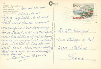 Porto do Moniz — Madeira — editor Carvão, n°506 — Verso