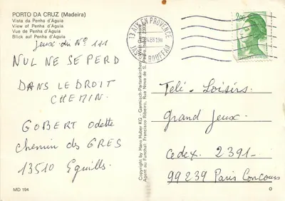 Porto da Cruz (Madeira) — Widok na Penha d'Aguia — wydawca MD 194 — Rewers