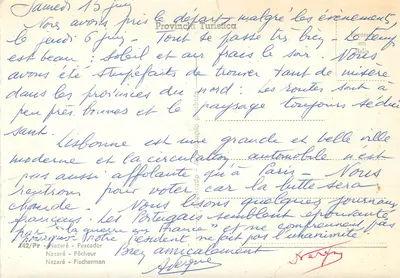 Vecchio pescatore portoghese — Nazaré — editore Provincia Turística, n° 442/Pr — Verso