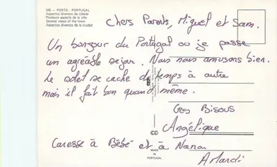 Porto — Portugalia — widok panoramiczny z monumentem, kościołem i mostem — wydawca Centre de Publicidade Téssas — Rewers