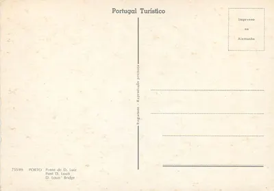 Porto — Ponte D. Luís — Portugal Turístico, n° 755/89 — Verso