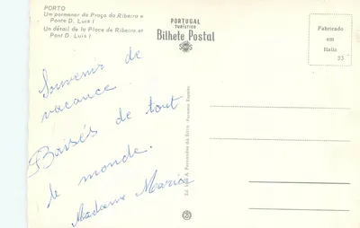 Porto — Mercado da Praça da Ribeira sob o ponte D. Luis I — Bilhete Postal — Verso