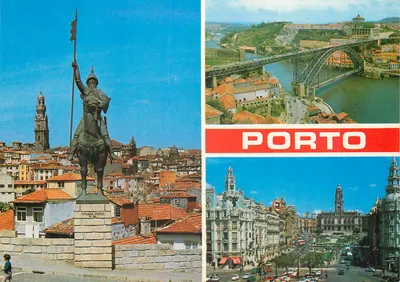 Porto — Estátua de Vímara Peres, Ponte Dom Luís I, Praça da Ribeira — Editor COMER, n° 996