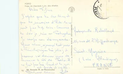 Porto — Praça da Liberdade e Av. dos Aliados — Ed. Gonçalo W. de Vasconcelos n°92 — Verso
