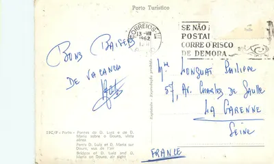 Pontes de D. Luiz e de D. Maria sobre o Douro — vista aérea — Porto Turístico, n° 39C/P — Verso