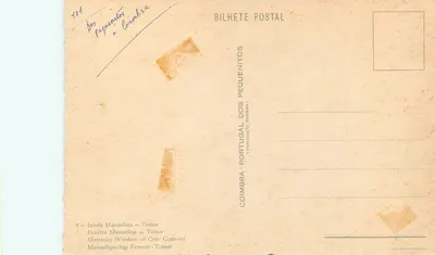 Janela Manuelina — Tomar — Bilhete Postal dos Pequenitos — Verso