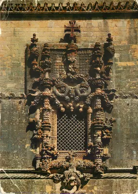 Bilhete postal moderno 390 tomar convento da ordem de cristo janela da casa do capítulo
