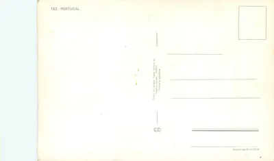 Portugal — paisagem costeira com castelo, praia e pescadores — editor Centro de Carteiras 'Nossa Senhora do Repetílio' Porto, n° 183 — Verso