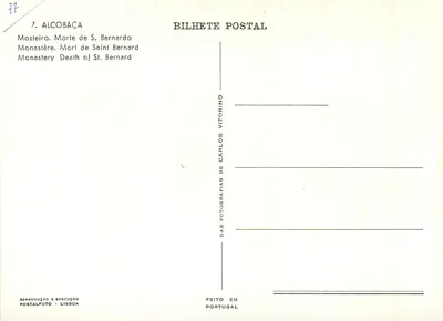 Morte de São Bernardo — Mosteiro de Alcobaça — editor Postalfoto, Lisboa — Verso