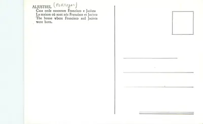 Aljustrel (Portugal) — Casa onde nasceram Francisco e Jacinta — Série 22 — Verso