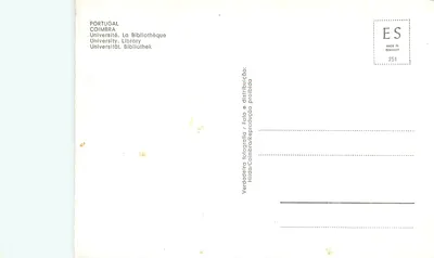 Coimbra. Universidade. Biblioteca — vista interna da biblioteca — Hilda, Made in Germany, n° 251 — Verso