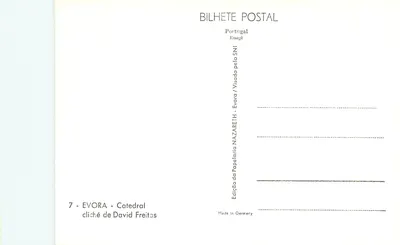 Évora - Katedra — zdjęcie Davida Freitas — Wydawnictwo Papelaria Nazareth — Rewers