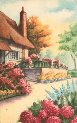 Cottage in een bloeiende tuin — uitgever onbekend, nr. 21278