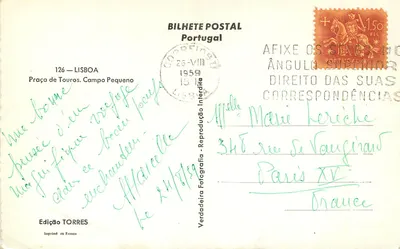 Praça de Touros — Campo Pequeno — Edição TORRES n°126 — Verso