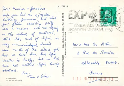 Palma de Maiorca — pôr do sol no porto — Edições Palma, N. 1017-B — Verso