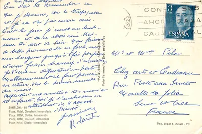 Pamplona — widok miasta z katedrą, hotelem i monumentem — Vaguerón, Pamplona — Rewers