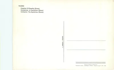 Katedra w Toledo — Spoliation (Greco) — L. Arríbas, nr VI.291 — Rewers