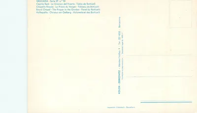 Modlitwa w ogródku — Obraz Botticelliego — Kaplica Królewska, Granada — Rewers