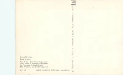 Święty Piotr i Święty Paweł — fragment frontonu ołtarza — LA POLIGRAFA S.A. - BARCELONA — Rewers