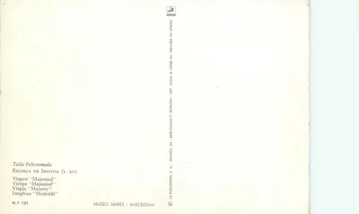 Statua Najświętszej Panny Majestat — Szkoła z Segowii (s. XII) — La Poligrafa, S.A. - N.º 121 — Rewers