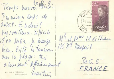 Peñíscola — ogólny widok — Vista general, n° 112, wydawca F. Castell — Rewers