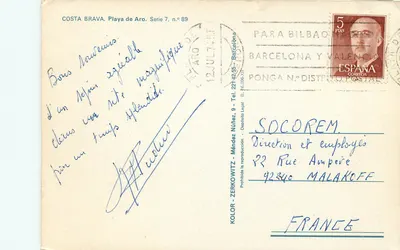 Costa Brava. Playa de Aro — seria 7, nr 89 — Kolor-Zerkowitz — Rewers