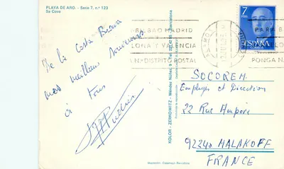 Praia de Sa Cova — Playa de Aro — Série 7, n.º 123 — Kolor - Zerkowitz, Impressão Casamajó, Barcelona — Verso