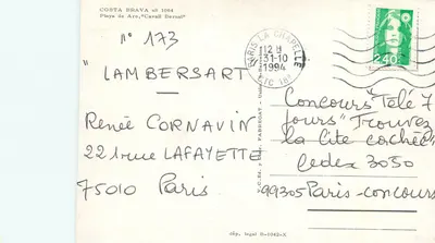 Praia de Cavall Bernat — Costa Brava — editor Y.C. Ed. y Distr. Fabregat, n° 1064 — Verso