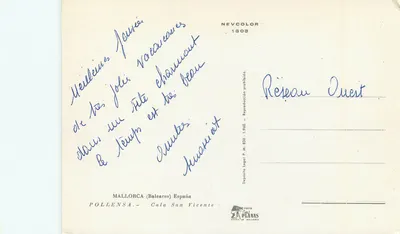 Cala San Vicente — Pollensa — editor ZAPLEÑAS, n° 1303 — Verso
