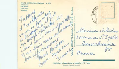 Porto de Pollensa — vista parcial — Taller A. Zerkowitz, N.º 831 — Verso