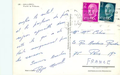 Porto de Pollensa — Mallorca — editor Tomas de Pedro, n° 196 — Verso