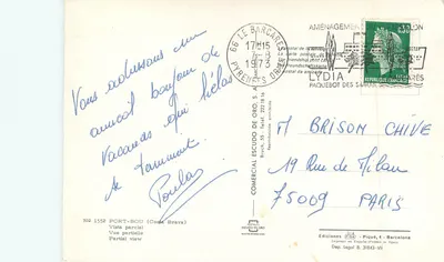Port-Bou — Vista parcial (Costa Brava) — Editor Comercial Escudo de Oro, n° 1552 — Verso
