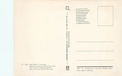 Porto Cristo — Grutas de Mallorca — Editor FISA, n° 3185 — Verso