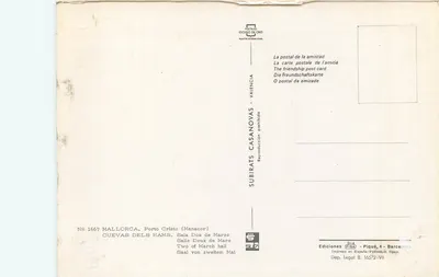 Cuevas dels Hams — Sala Deux de Marzo — Ed. Piqué, n° 1667 — Achterkant