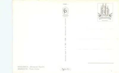 Porto Cristo — Manacor, Maledywa — wydawca Casa Planas, nr 1391 A — Rewers