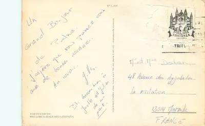 Porto Cristo — Mallorca — Éd. Palma Ediciones, n° 1.918 — Verso