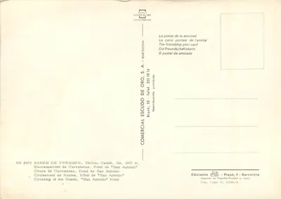Ribes de Fresser — Cruzeiro de estradas, hotel San Antonio — Comercial Escudo de Oro — Verso