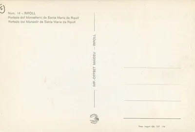 Portada del Monasterio de Santa Maria de Ripoll — Ripoll — Imp. Offset Maideu — Rewers