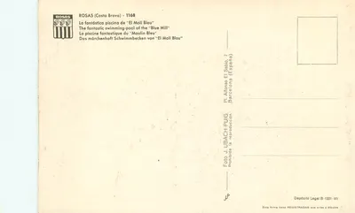Rosas (Costa Brava) — Fantastyczne baseny "El Molí Blau" — J. Ubach Puig — Rewers