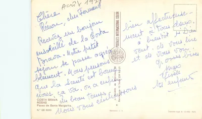 Costa Brava — Paseo de Santa Margarita — editor Wernicrom S.A. n° GE 3253 — Verso