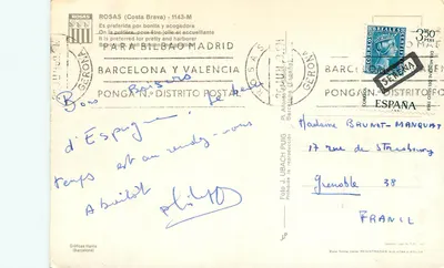 Rosas (Costa Brava) — widok panoramiczny i plaża — Gráficas Harris (Barcelone) — Rewers