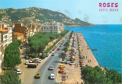 Roses - Costa Brava — vista panorâmica da promenade e do porto — editor FOTO EDICIONES Catalan Jbarz