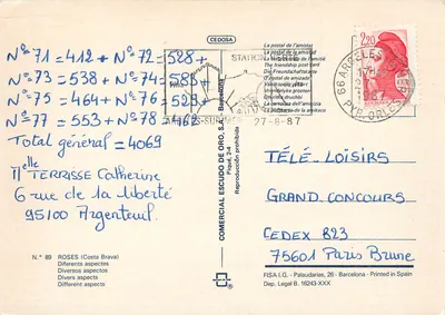 Rosas (Costa Brava) — Diversos aspectos — Comercial Escudo de Oro, S.A. N° 89 — Verso