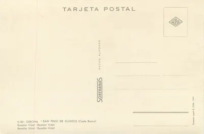 Ramble Vidal — San Feliu de Guixols (Costa Brava) — SOBERANAS — Rückseite
