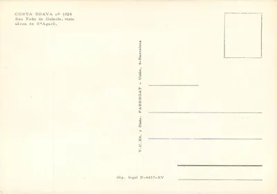 San Feliu de Guixols — vista aérea — editor FABREGAT, n° 1024 — Verso