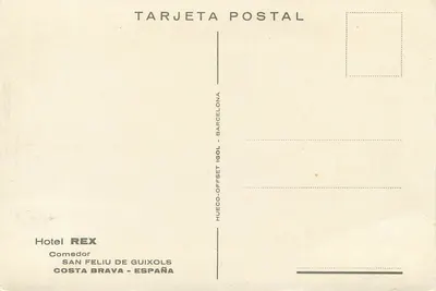 Comedor Hotel Rex — San Feliu de Guixols — Costa Brava - Espanha — Verso