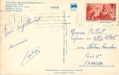 San Feliu de Guixols — Mirador sobre a Baía — Fotocromo Zemacrom, série 6, n°1 — Verso