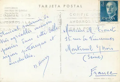 San Feliu de Guíxols — Strand von San Pol — Caja Postal — Rückseite