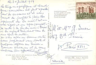 Crique "Cap de Mort" — Costa Brava — Editor Comercial Escudo de Oro, n° 4693 — Verso